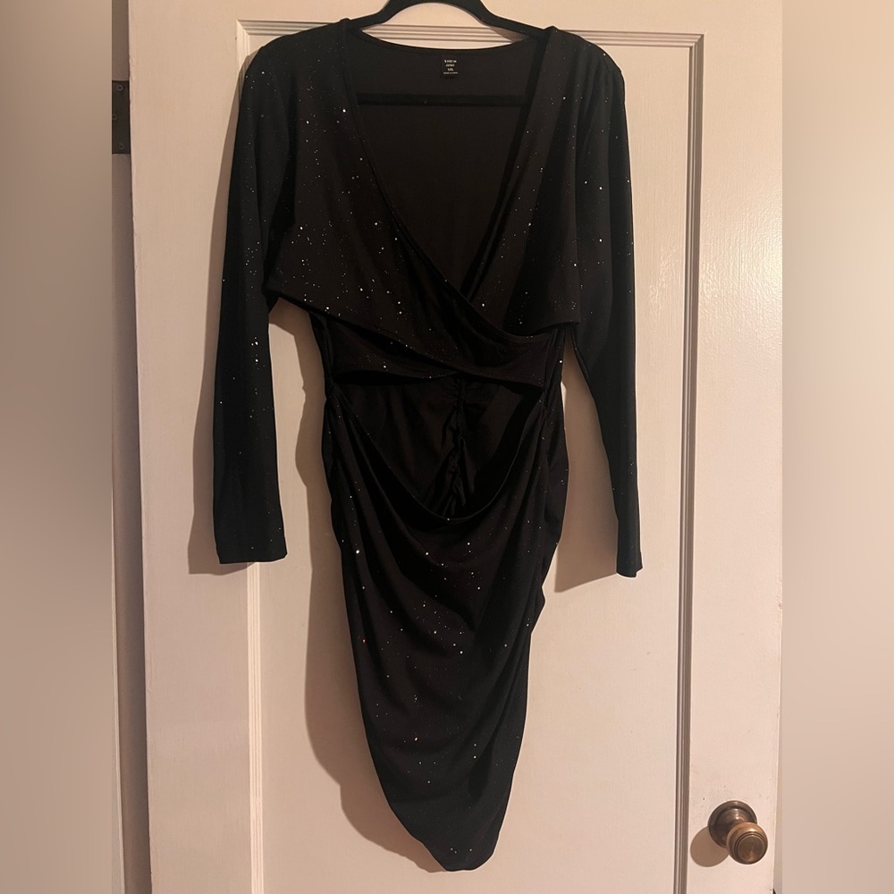 SHEIN Black Sparkle Long Sleeve Dress
